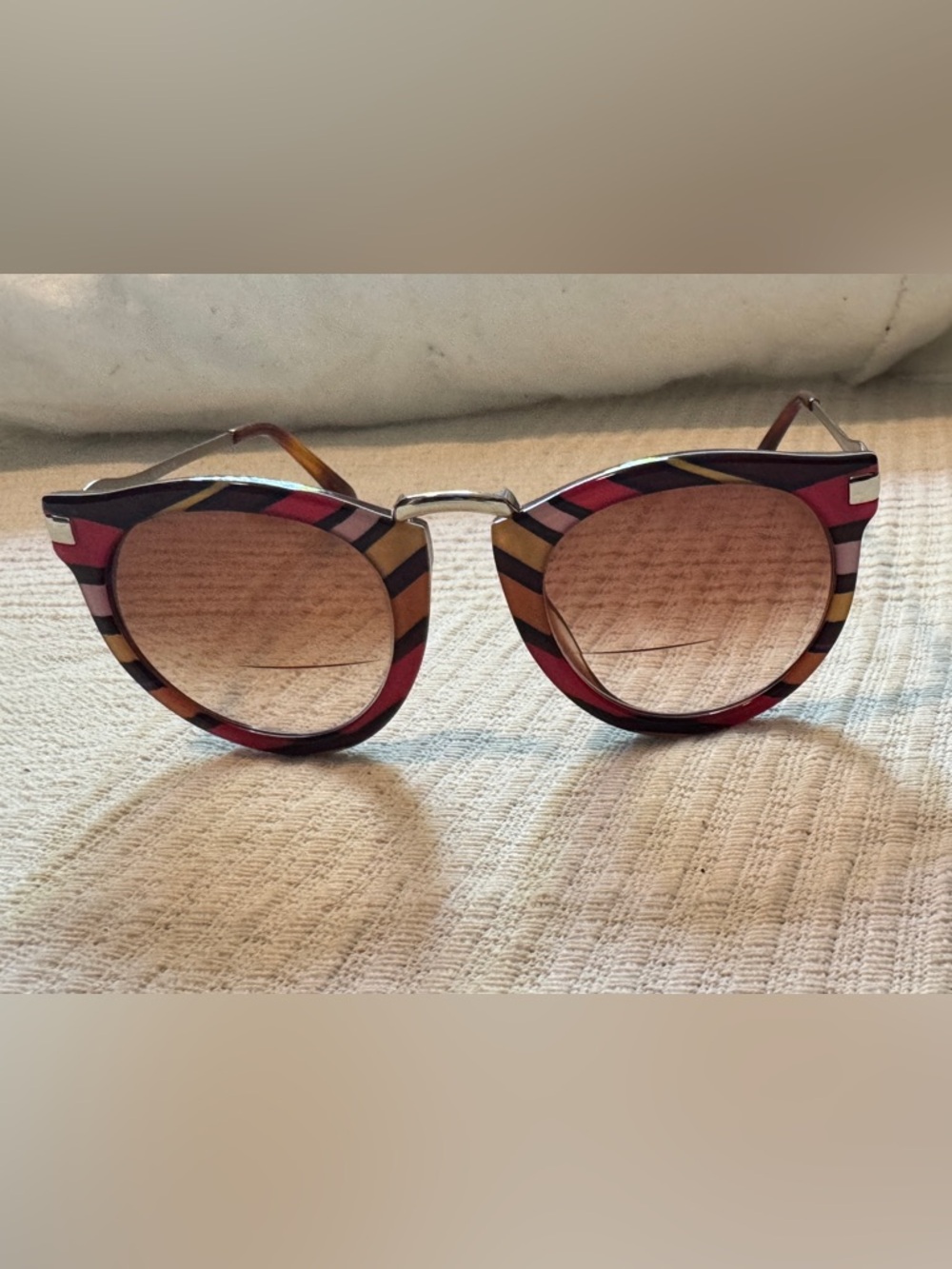 Emilio Pucci EP25 Multicolor Stripe Acetate Silver Sunglasses Frames Italy - Picture 3 of 10